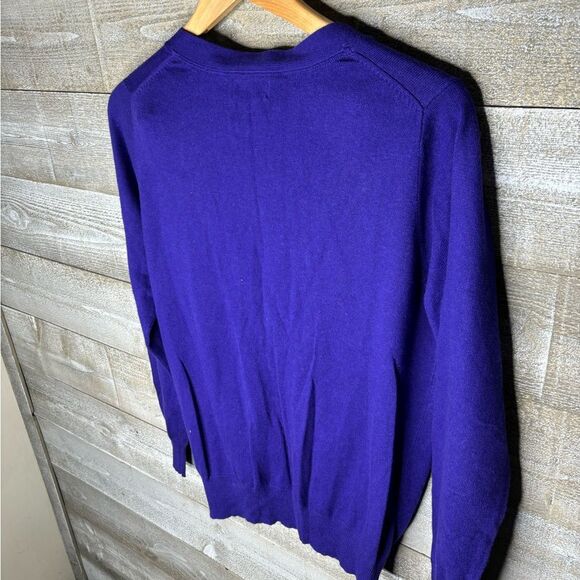 JCPenney large cashmere blend purple button down cardigan sweater with pockets - Picture 3 of 3